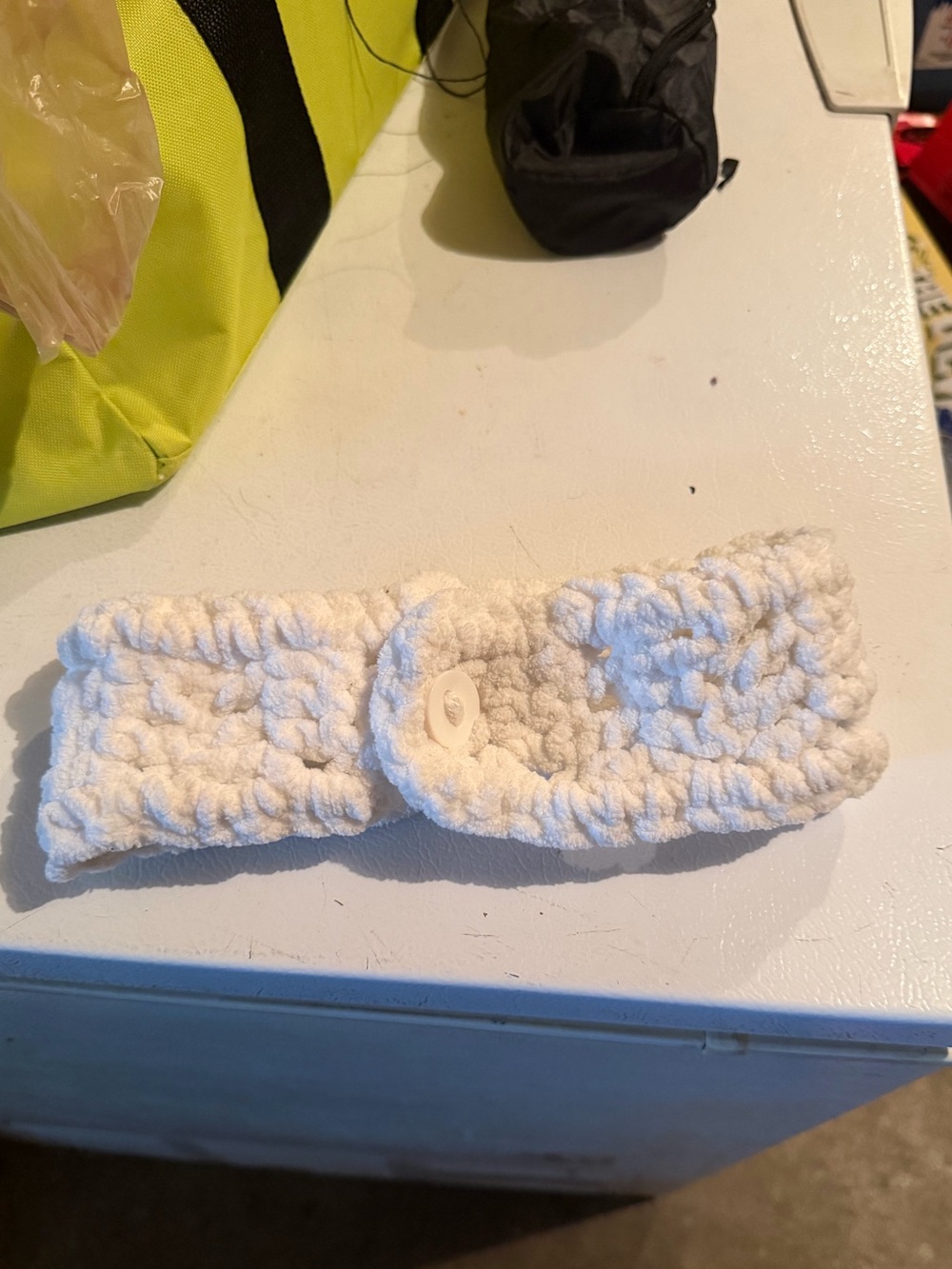 White crochet knit headband